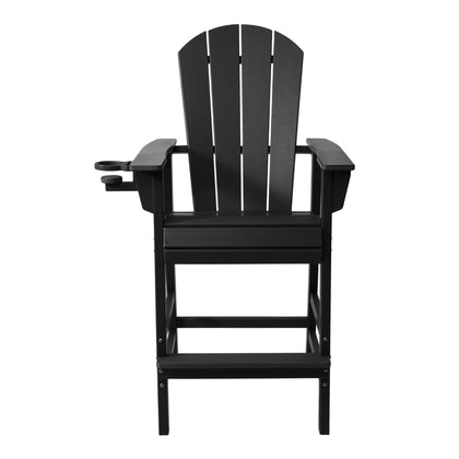 Malibu Outdoor HDPE Tall Adirondack Bar Height Chair With Cup Holder