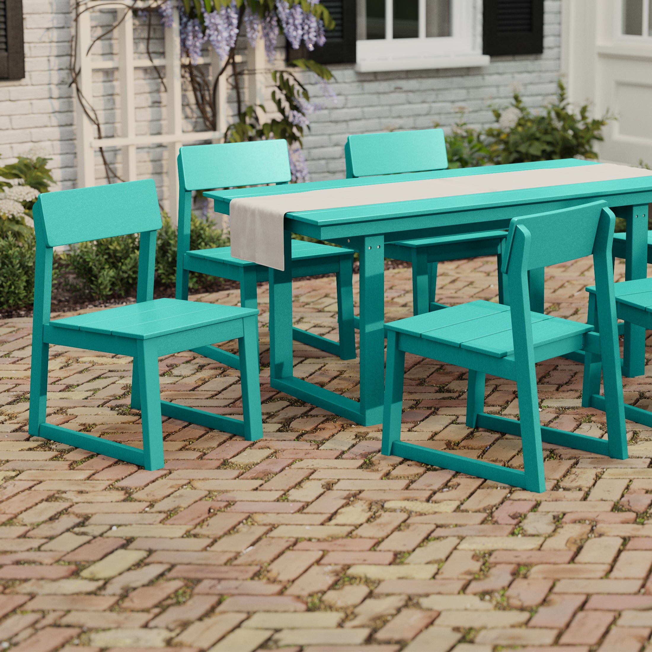 Paloma Modern HDPE Outdoor Armless Patio Dining Chairs (Set of 2)