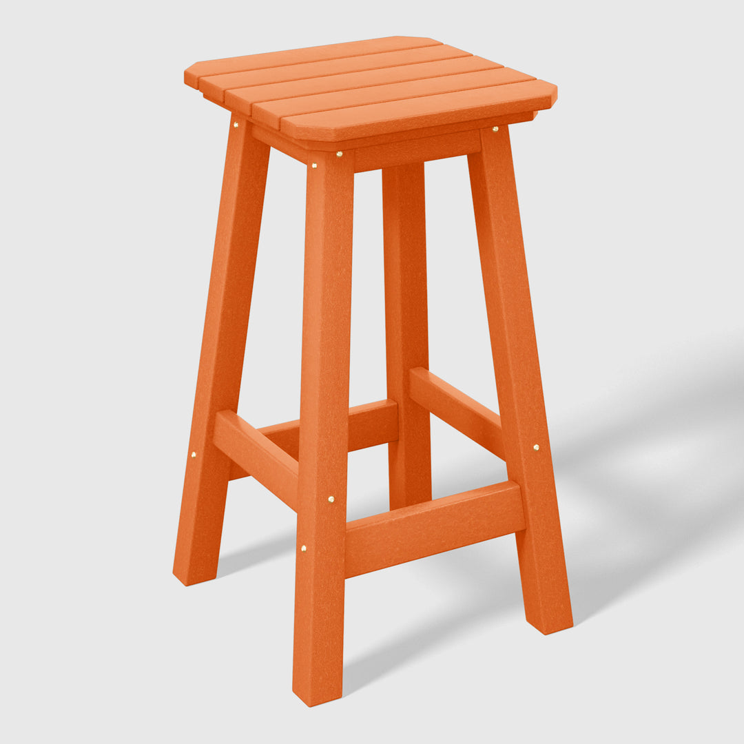 Malibu 24" HDPE Outdoor Patio Counter High Backless Square Bar Stool