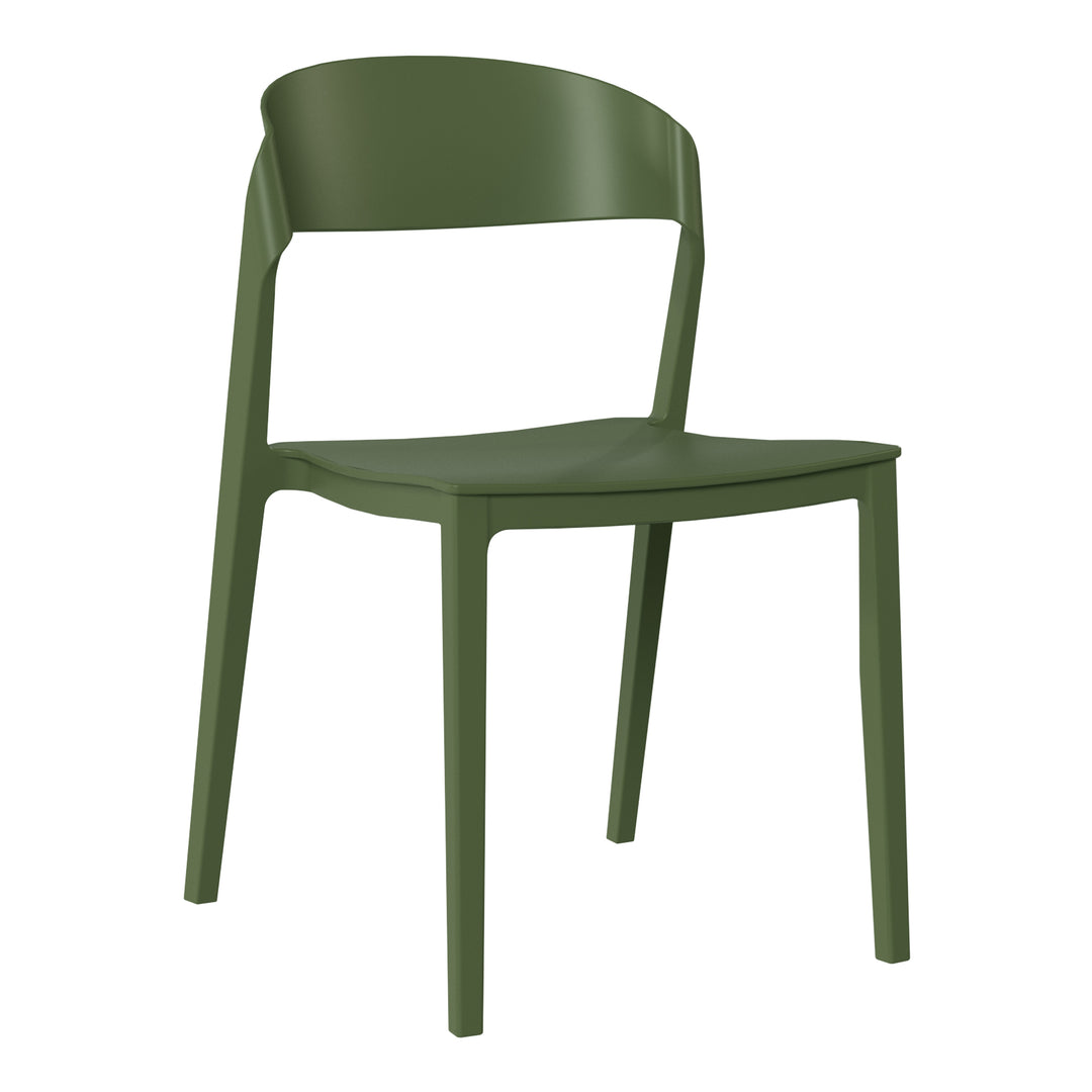 Playa Outdoor Modern Stackable Plastic Patio Bistro Dining Side Chairs (Set of 2)