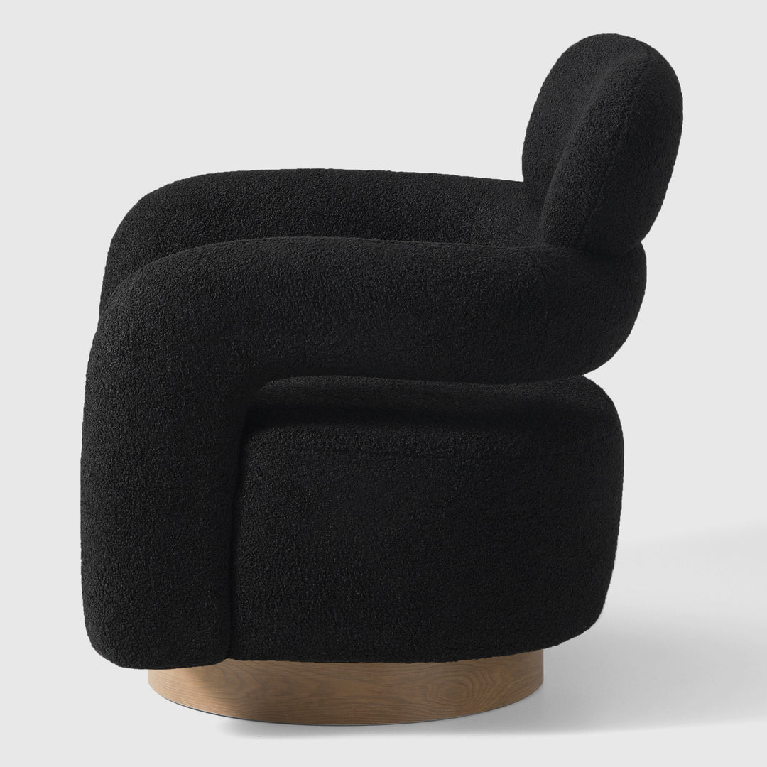 Alexandria Mid-Century Modern Sherpa Swivel Barrel Accent Chair With Storage Ottoman