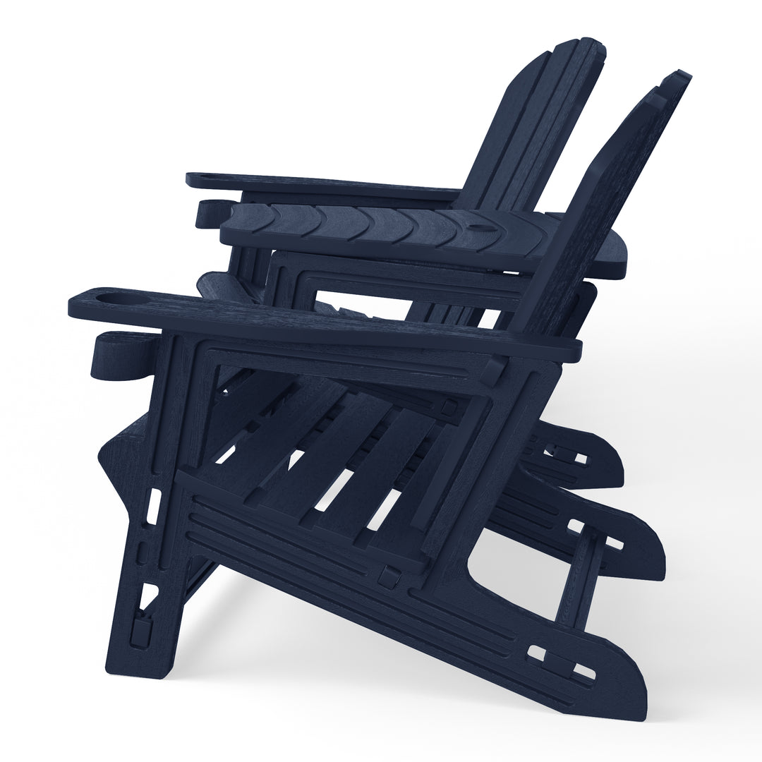 Azura Outdoor HDPE Adirondack Chairs With Connecting Table Tray (Set of 2)