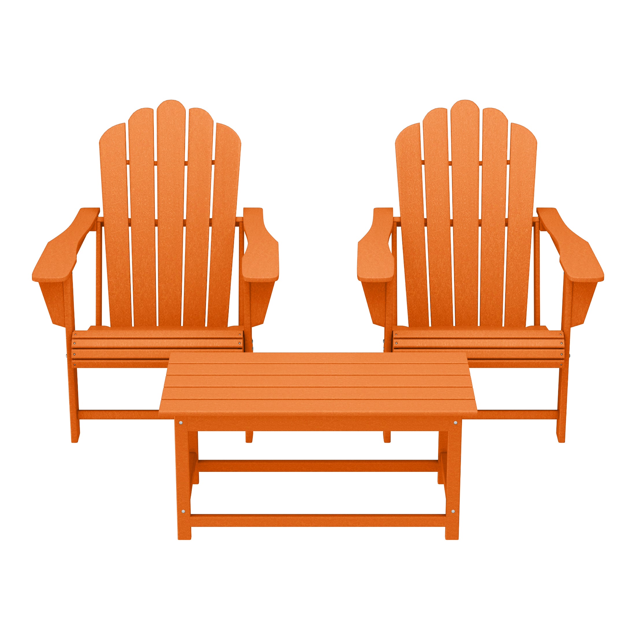 Highland 3-Piece Adirondack Chairs with Cup Holders and Coffee Table Set