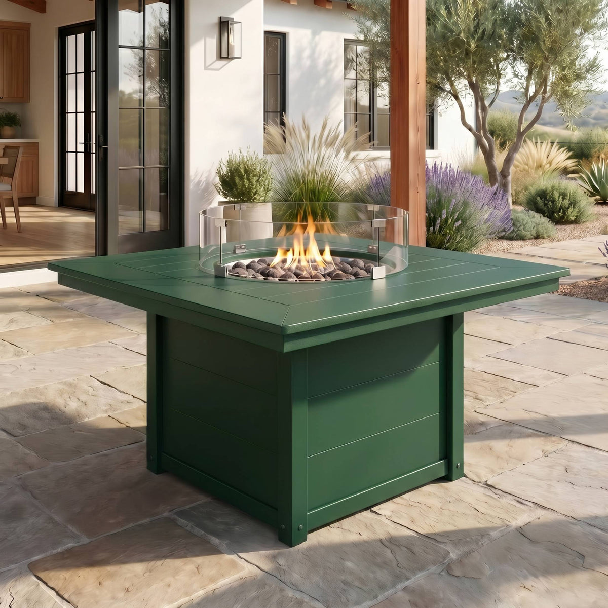 Helios 42" Modern Outdoor Patio Propane Square Fire Pit Table