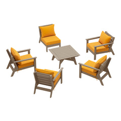 Avalon 6 piece modular sectional sofa set in Weathered Wood with Yellow cushions, view 2