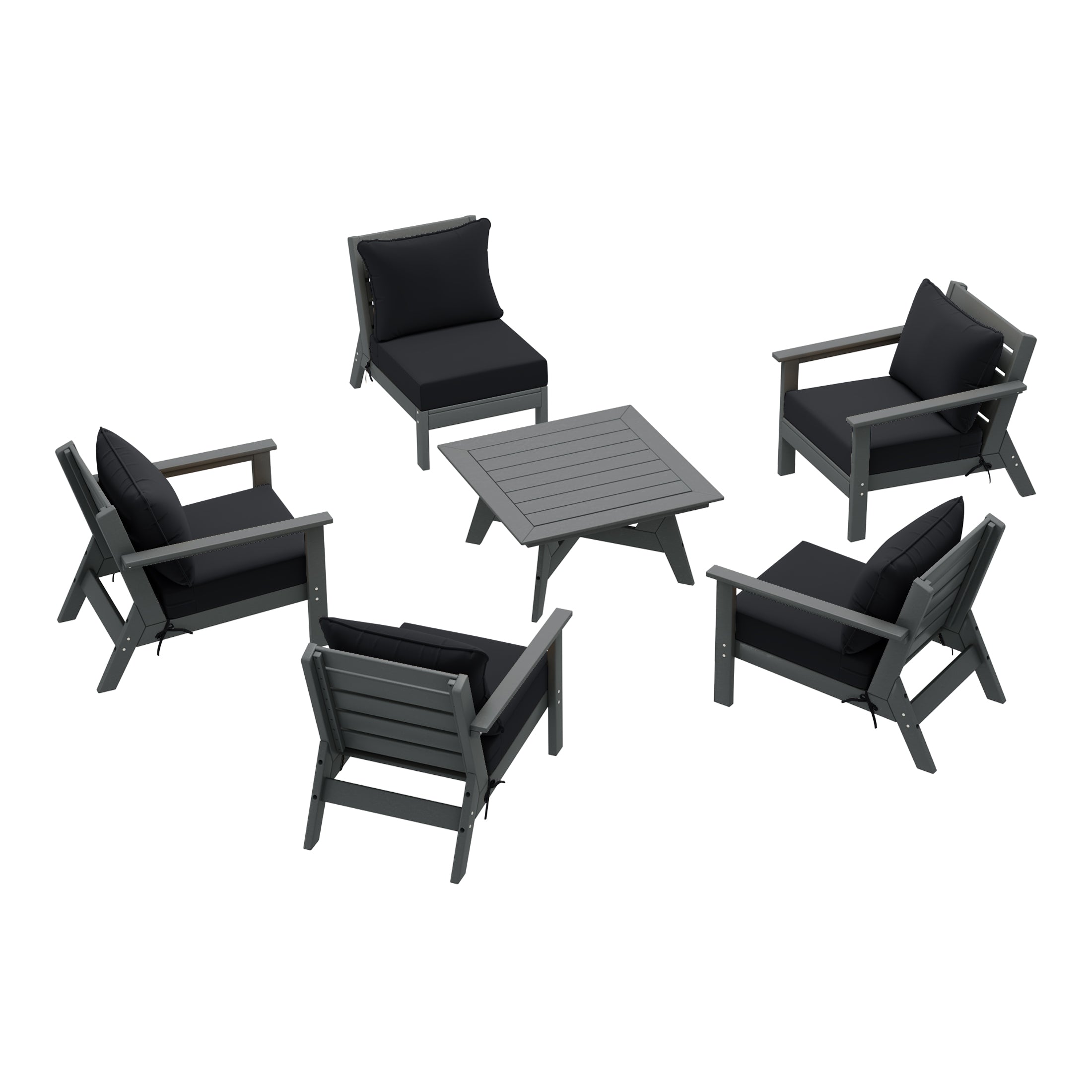 Avalon Outdoor 6-Piece Modular Sectional Patio Furniture Sofa Set in Gray Frame