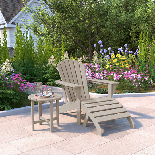 Dylan Outdoor Adirondack Chair With Ottoman And Side Table 3-Piece Set