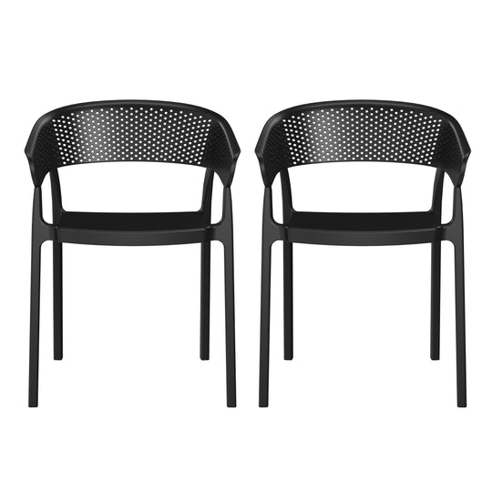 Playa Outdoor Modern Stackable Plastic Resin Patio Dining Armchair (Set of 2)