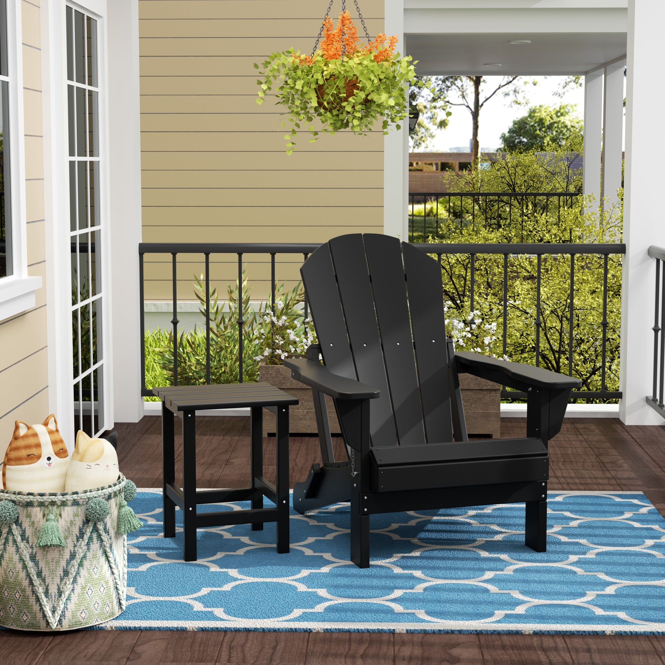 Malibu 2 piece set outdoor folding Poly Adirondack chair with side table
