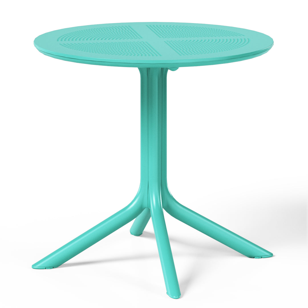 Playa 5-Piece Modern Round Patio Dining Table Set with Stackable Patio Dining Chairs