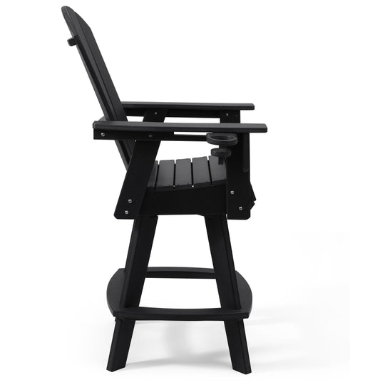 Malibu Outdoor HDPE Swivel Adirondack Bar Height Chair With Cup Holder