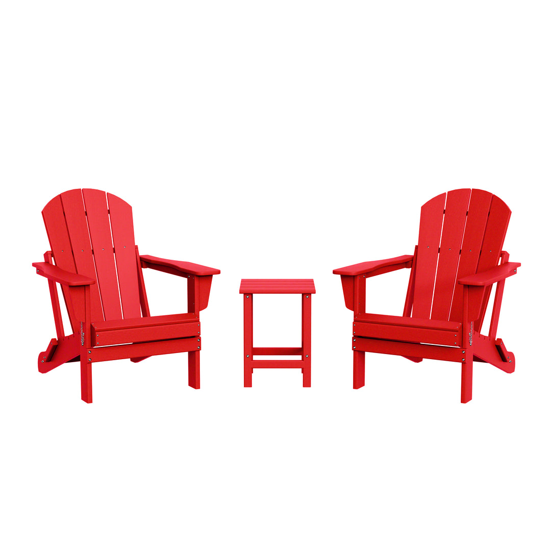 Malibu 3-Piece set Outdoor / Patio Poly Adirondack chair set with a side table ( 2 seater )
