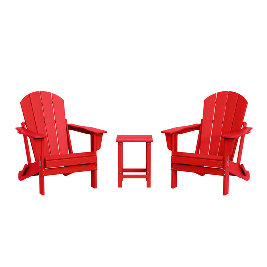 Malibu 3-Piece set Outdoor / Patio Poly Adirondack chair set with a side table ( 2 seater )