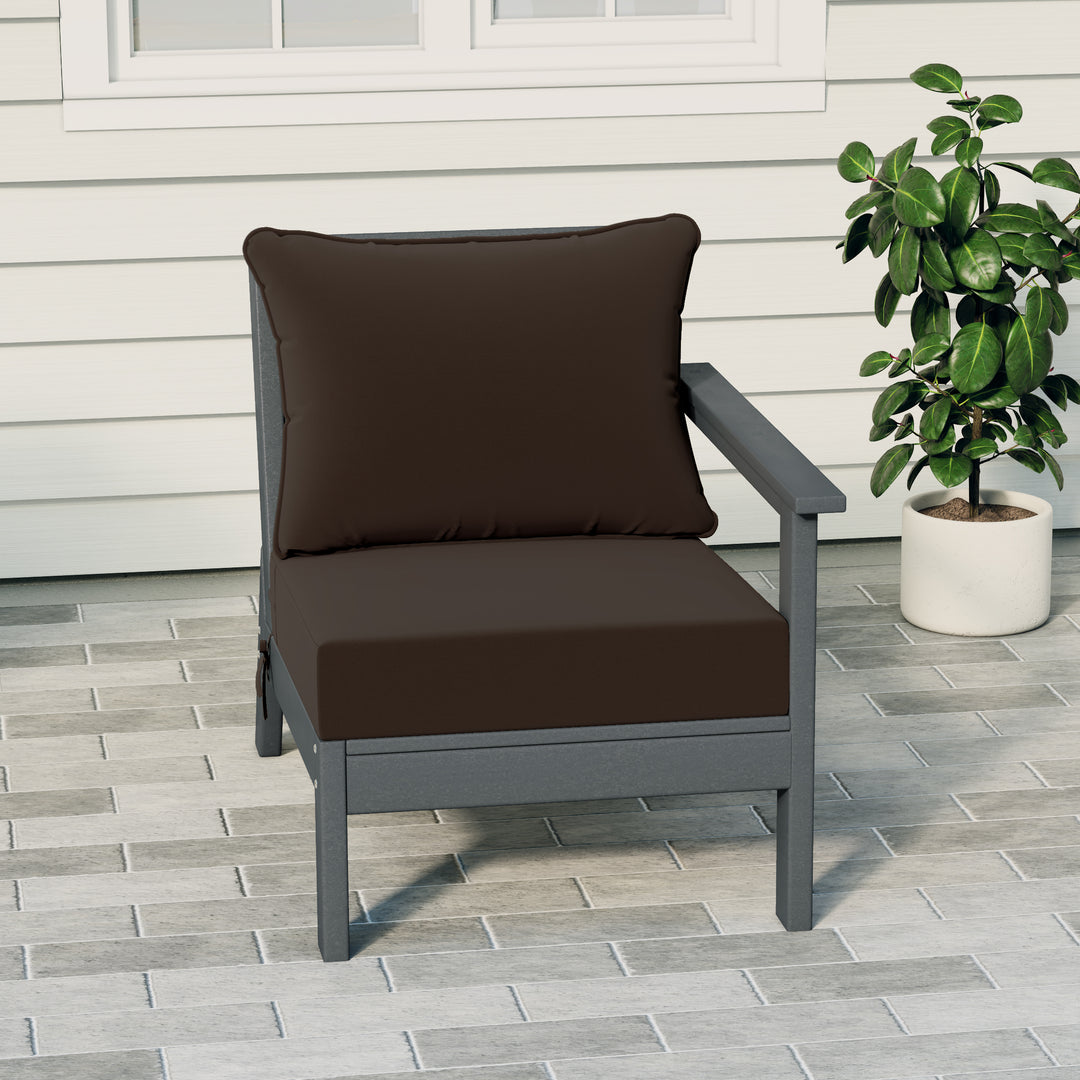 Avalon Outdoor Patio HDPE Right Arm Sectional Corner Club Chair with Patio Cushions