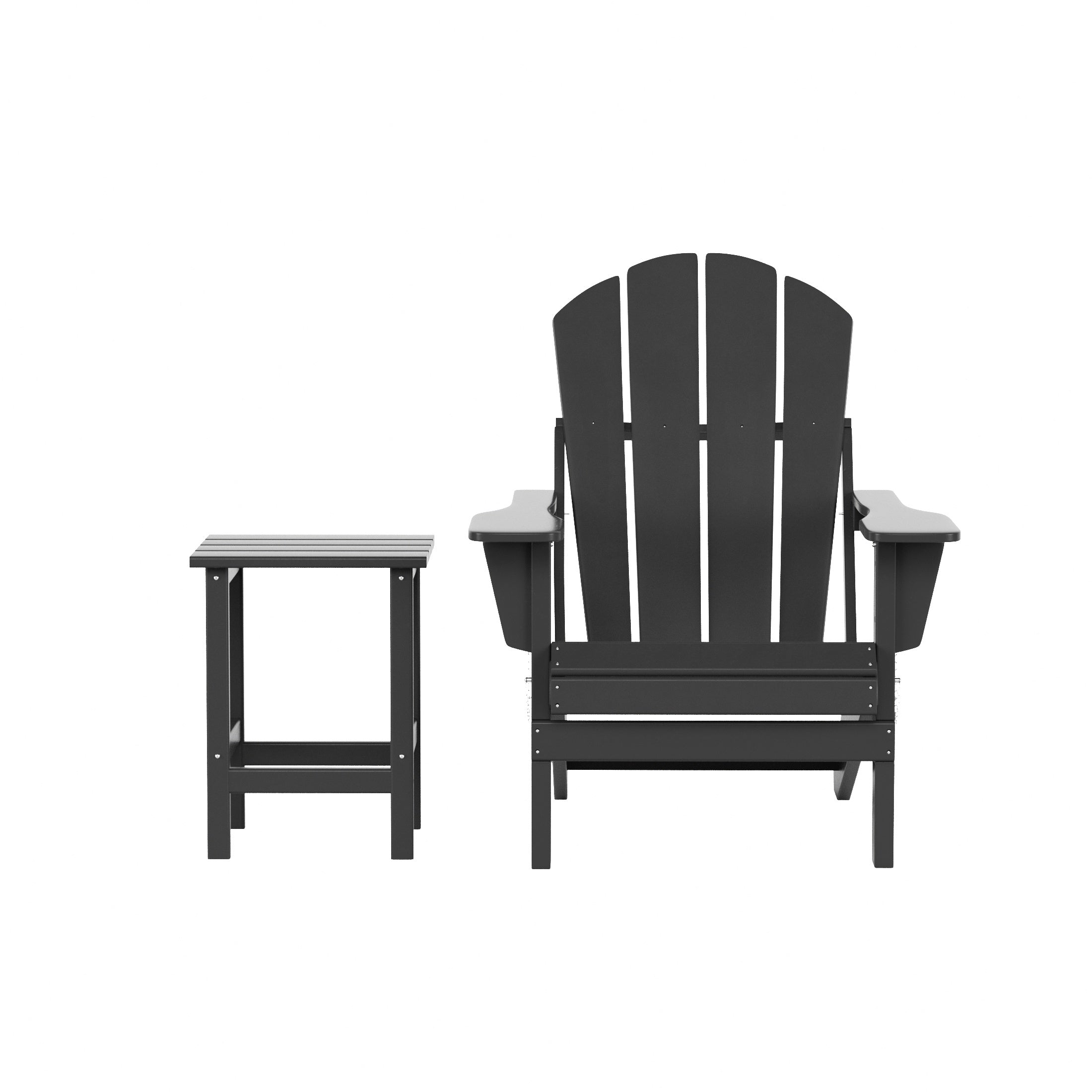 Malibu 2 piece set outdoor folding Poly Adirondack chair with side table