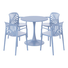 Playa 5-Piece Outdoor Indoor Metal Patio Dining Table Set With Stackable Patio Arm Chairs