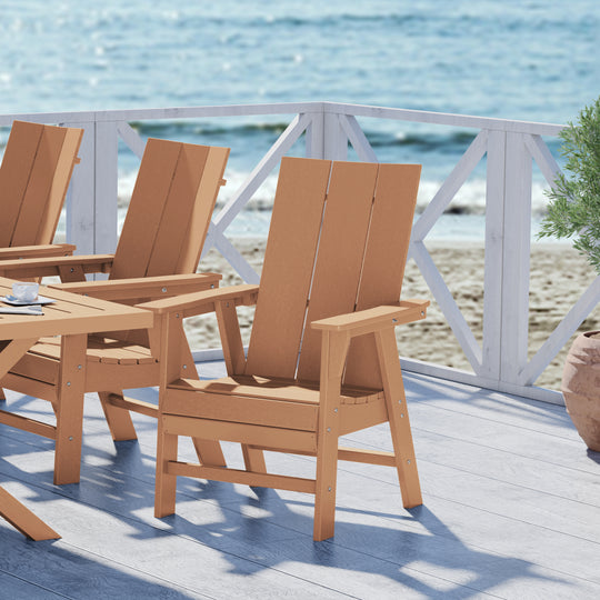 Ashore Outdoor Patio HDPE Plastic Modern Adirondack Dining Chair