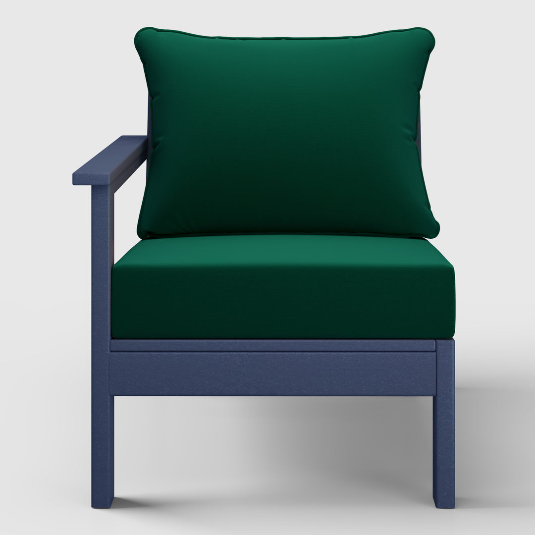 Avalon Outdoor Patio HDPE Left Arm Sectional Corner Club Chair with Patio Cushions