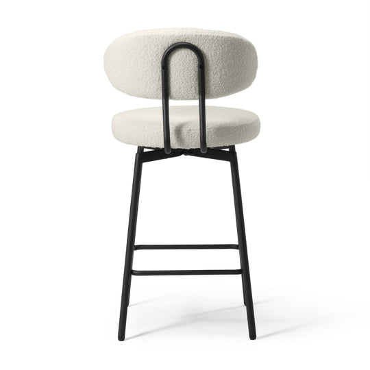Alexandria Modern Upholstered Sherpa Fabric Counter Height Bar Stools with Back (Set of 2)