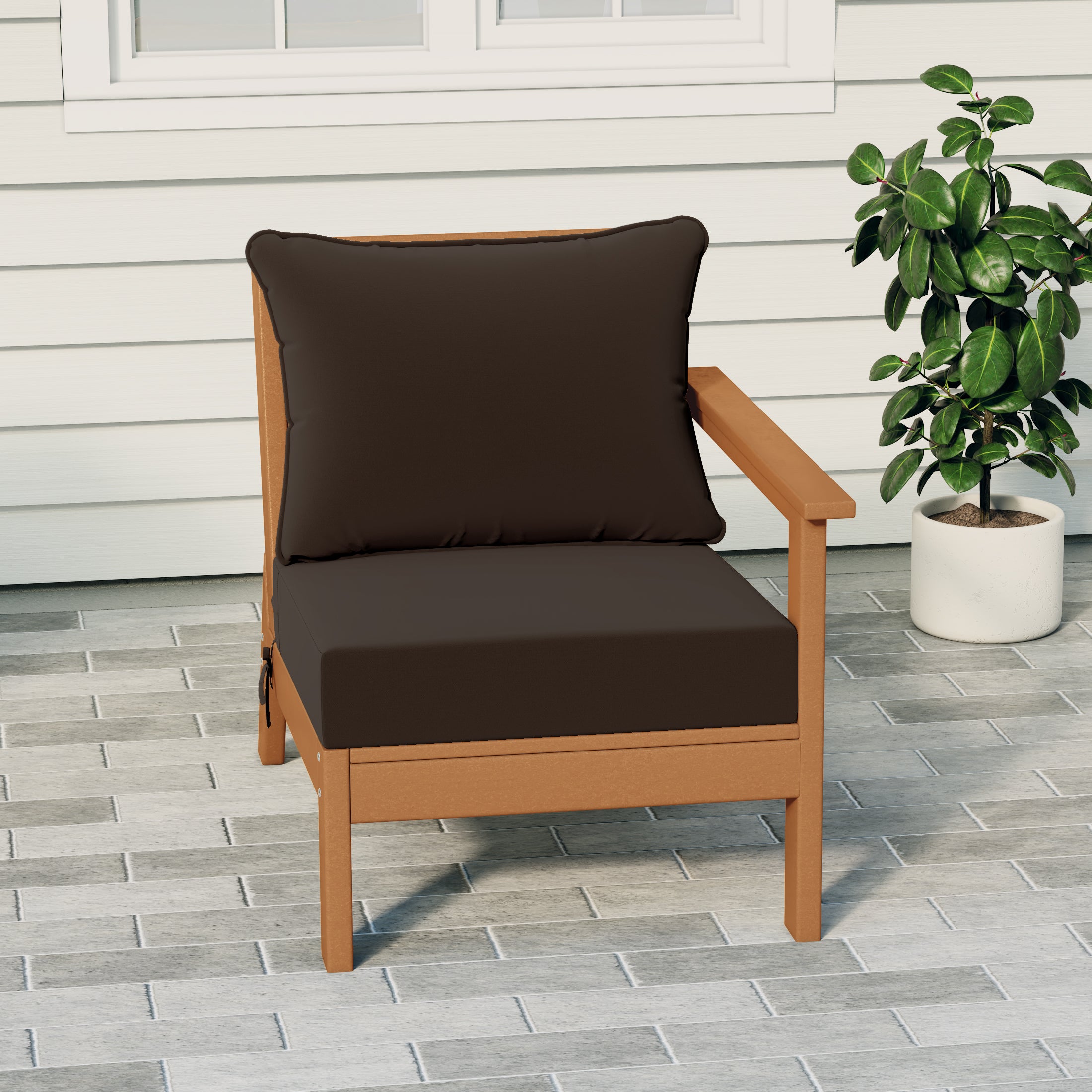 Avalon Outdoor Patio HDPE Right Arm Sectional Corner Club Chair with Patio Cushions