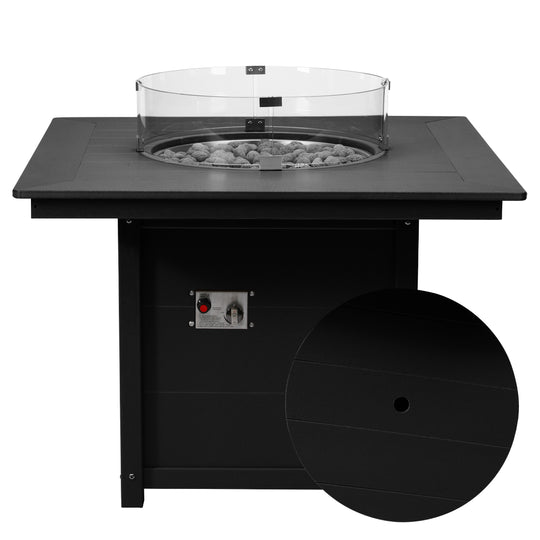 Helios Modern Outdoor Patio Propane 42" Square Fire Pit Table