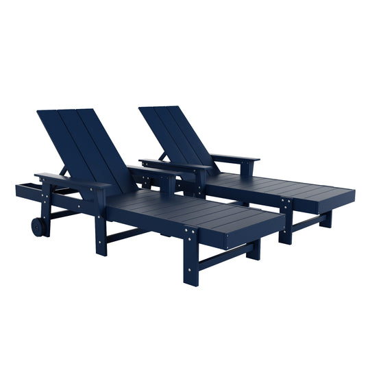 Ashore 2 Piece Reclining Chaise Lounge With Arms & Wheels