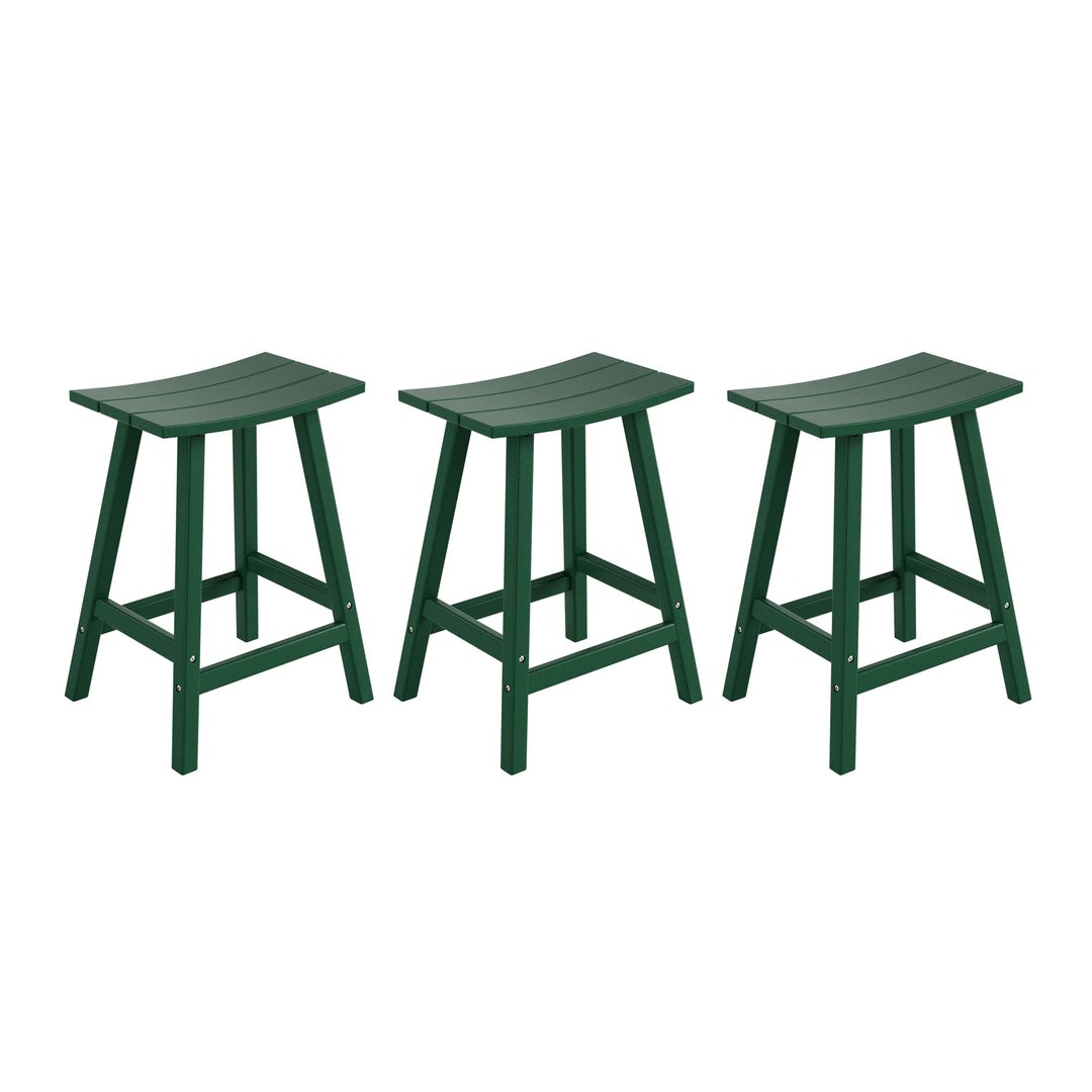 Malibu 24" HDPE Outdoor Patio Counter Height Bar Stools (Set of 3)