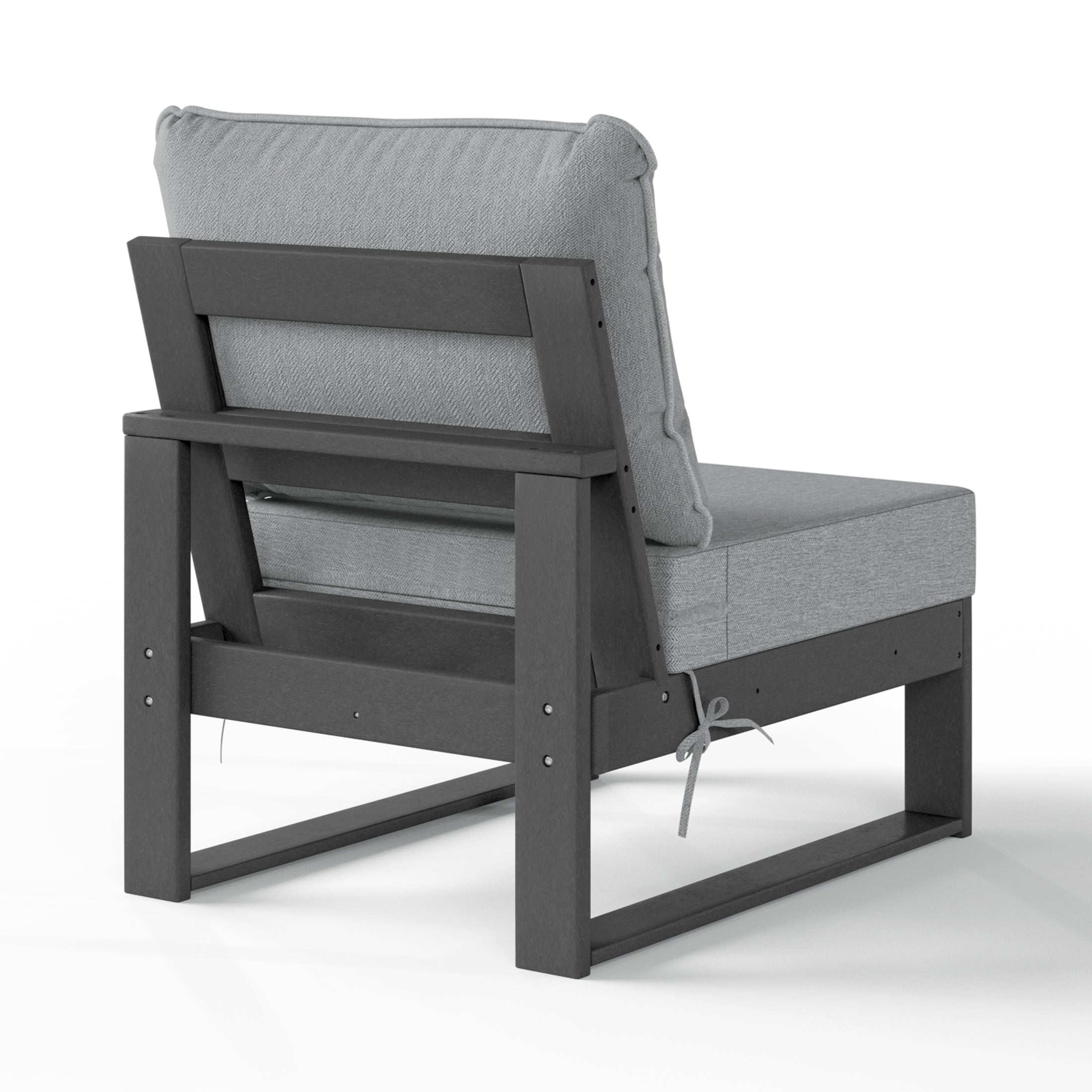 Montara Outdoor HDPE Sectional Armless Chair with Water-Proof Patio Cushions
