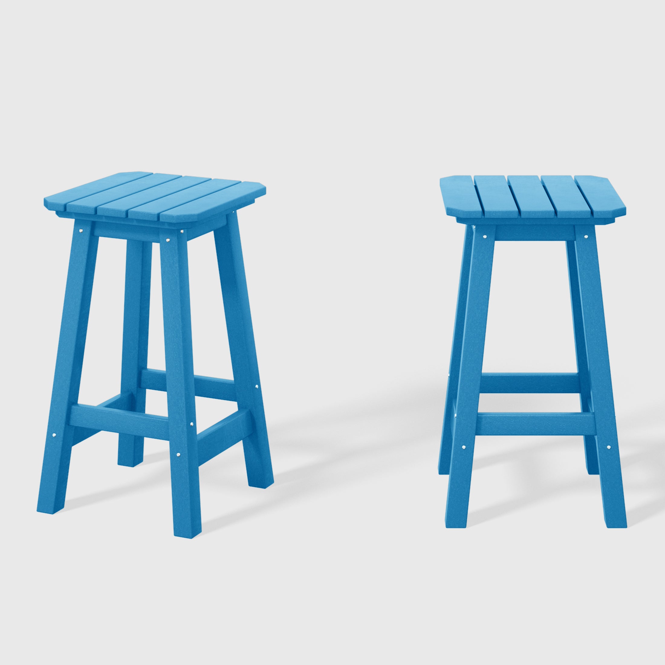 Malibu 24" HDPE Outdoor Patio Counter High Backless Square Bar Stools Set of 2