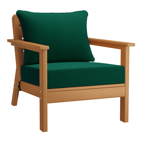 Avalon Outdoor Modern HDPE Patio Club Chairs with Deep Seat Cushions (Set of 2)