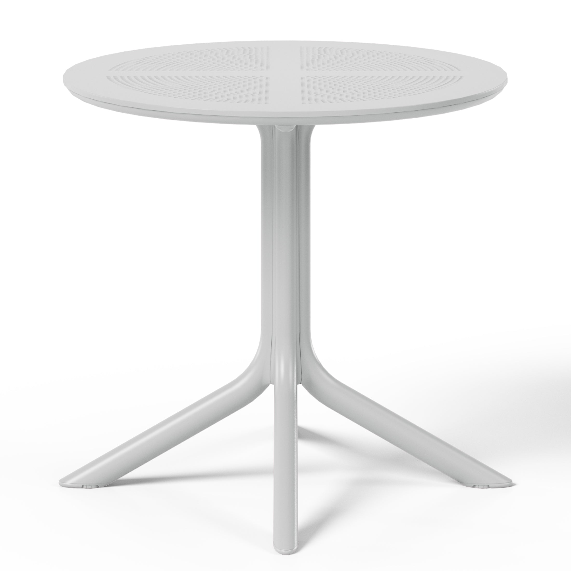 Playa Modern 5-Piece Resin Round Patio Dining Table Set with Stackable Patio Dining Chairs
