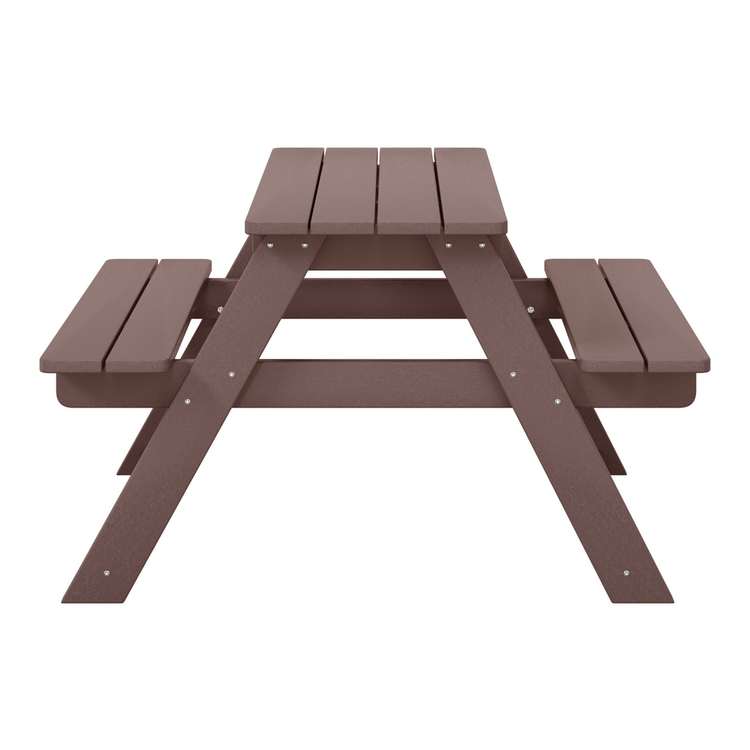 Malibu Outdoor Patio Kids HDPE Plastic Picnic Bench Table