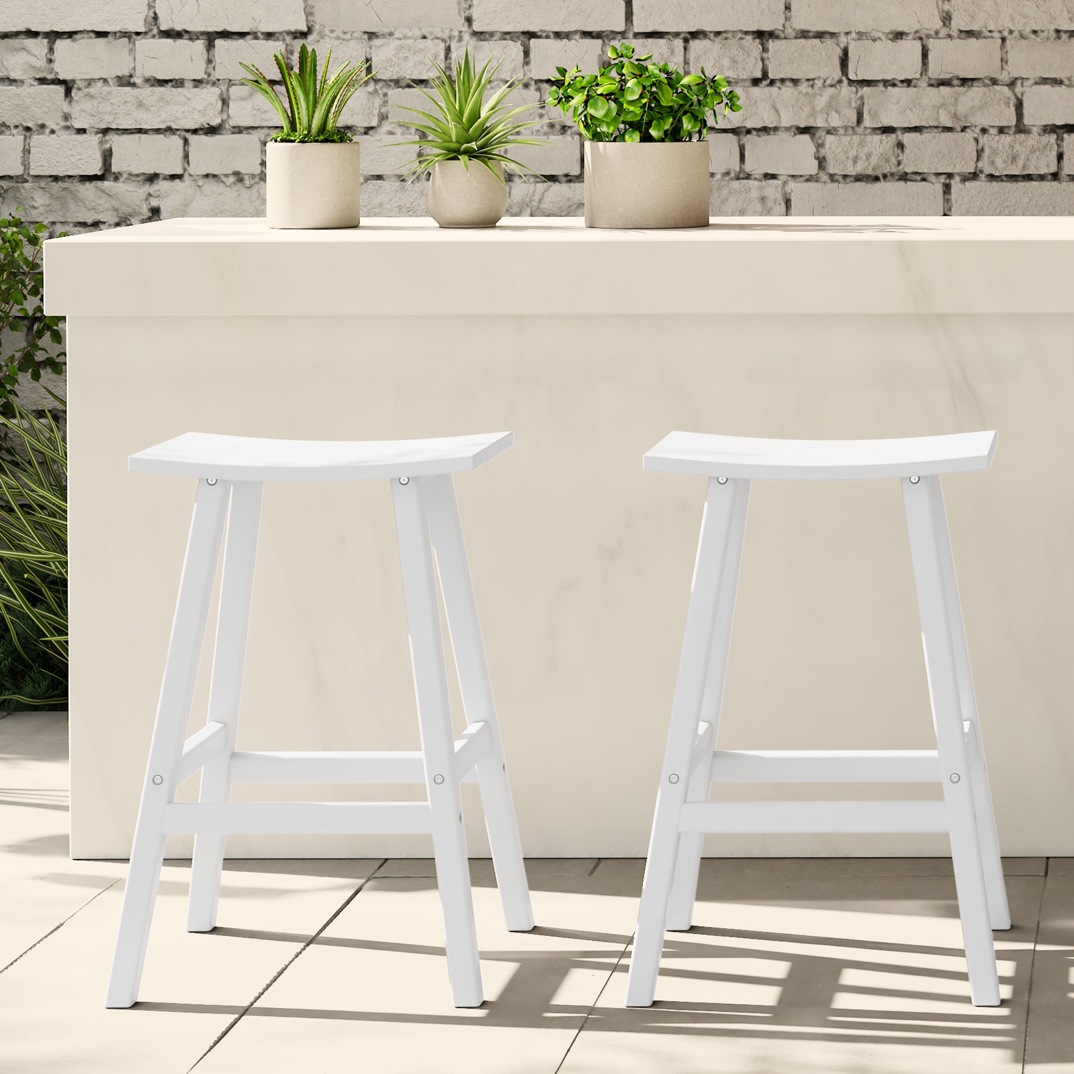 Malibu 29" HDPE Outdoor Patio Bar Height Bar Stools (Set of 2)