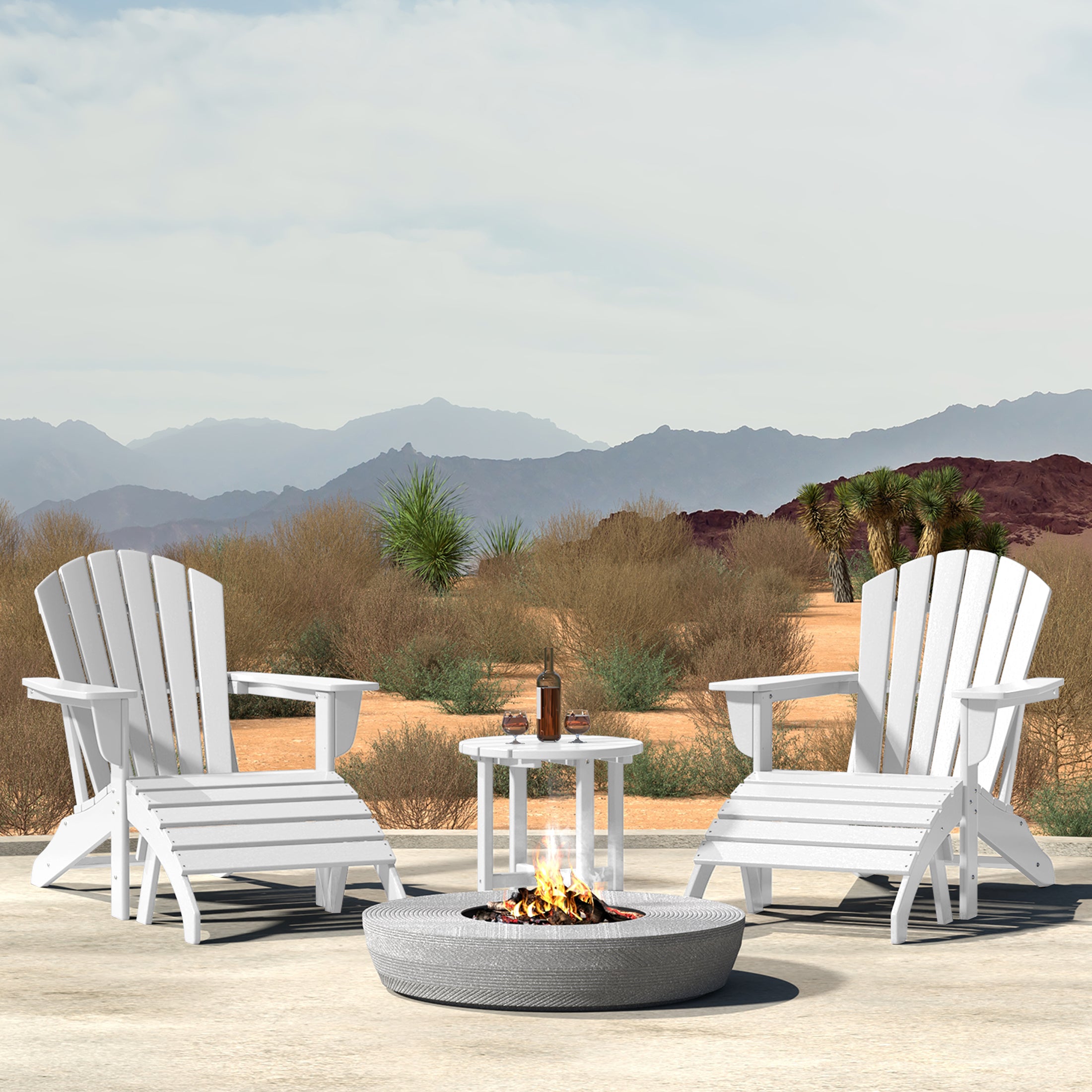 Dylan Outdoor Adirondack Chair With Ottoman And Side Table 5-Piece Set