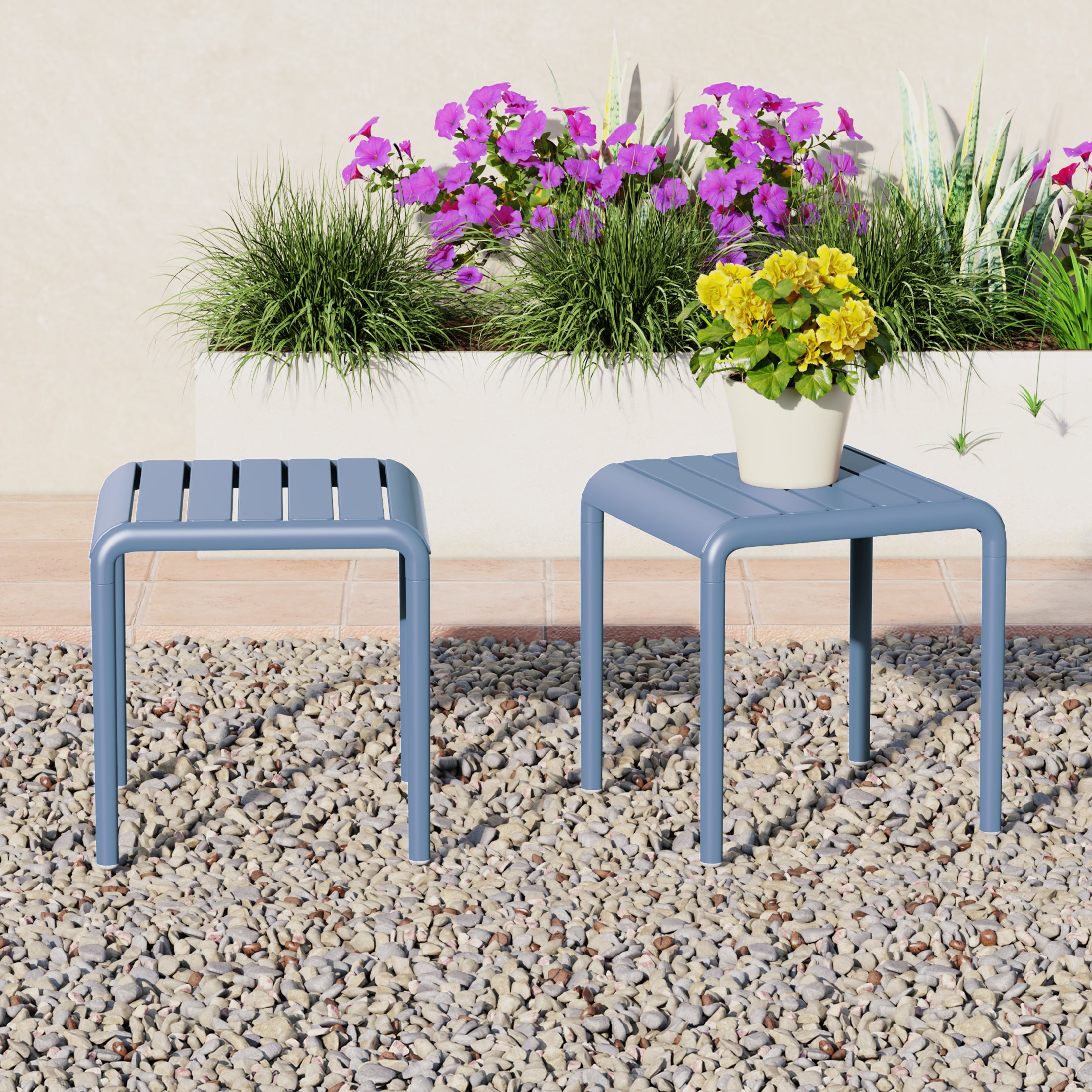 Playa Plastic Modern Outdoor Patio Accent Side Tables (Set of 2)