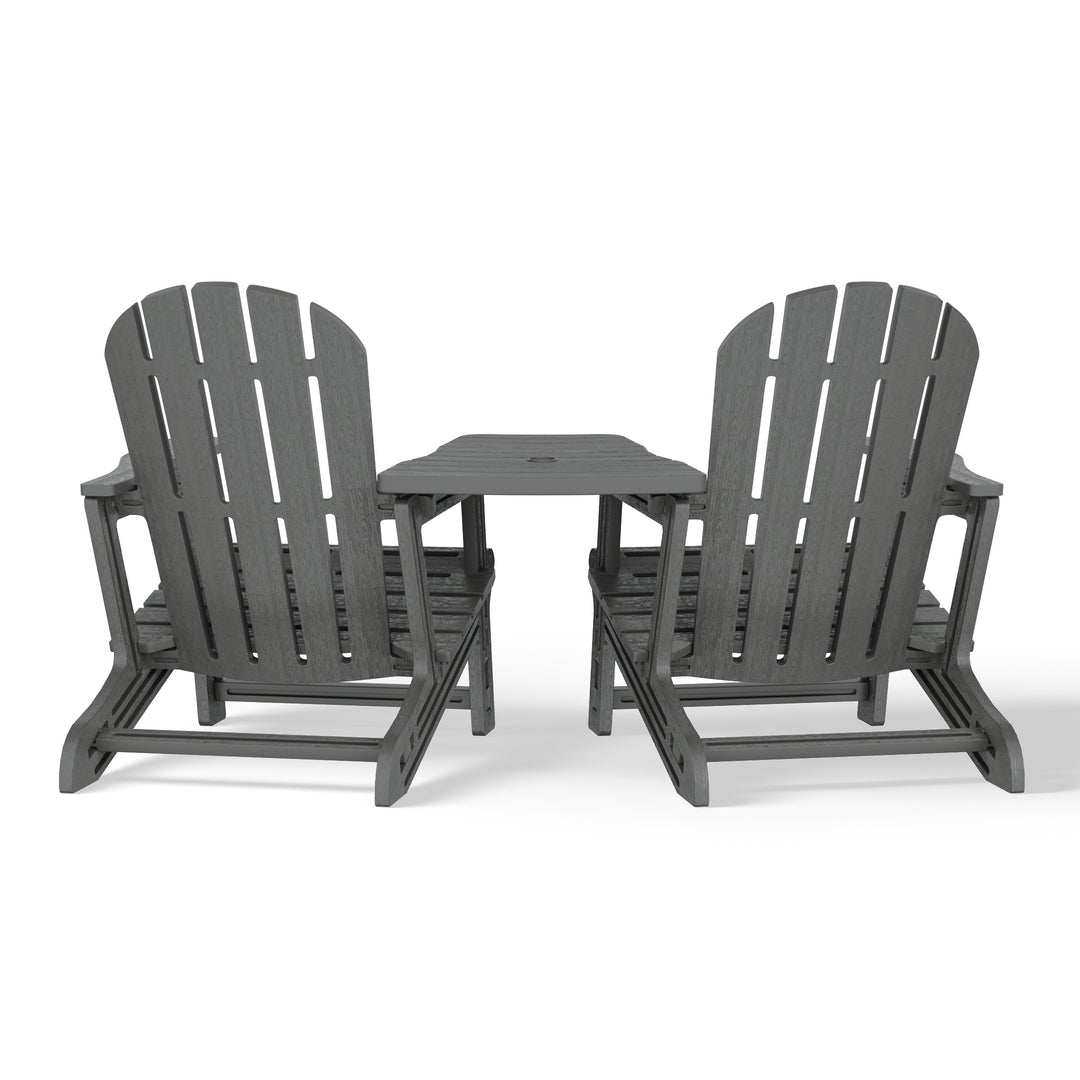 Azura Outdoor HDPE Adirondack Chairs With Connecting Table Tray (Set of 2)