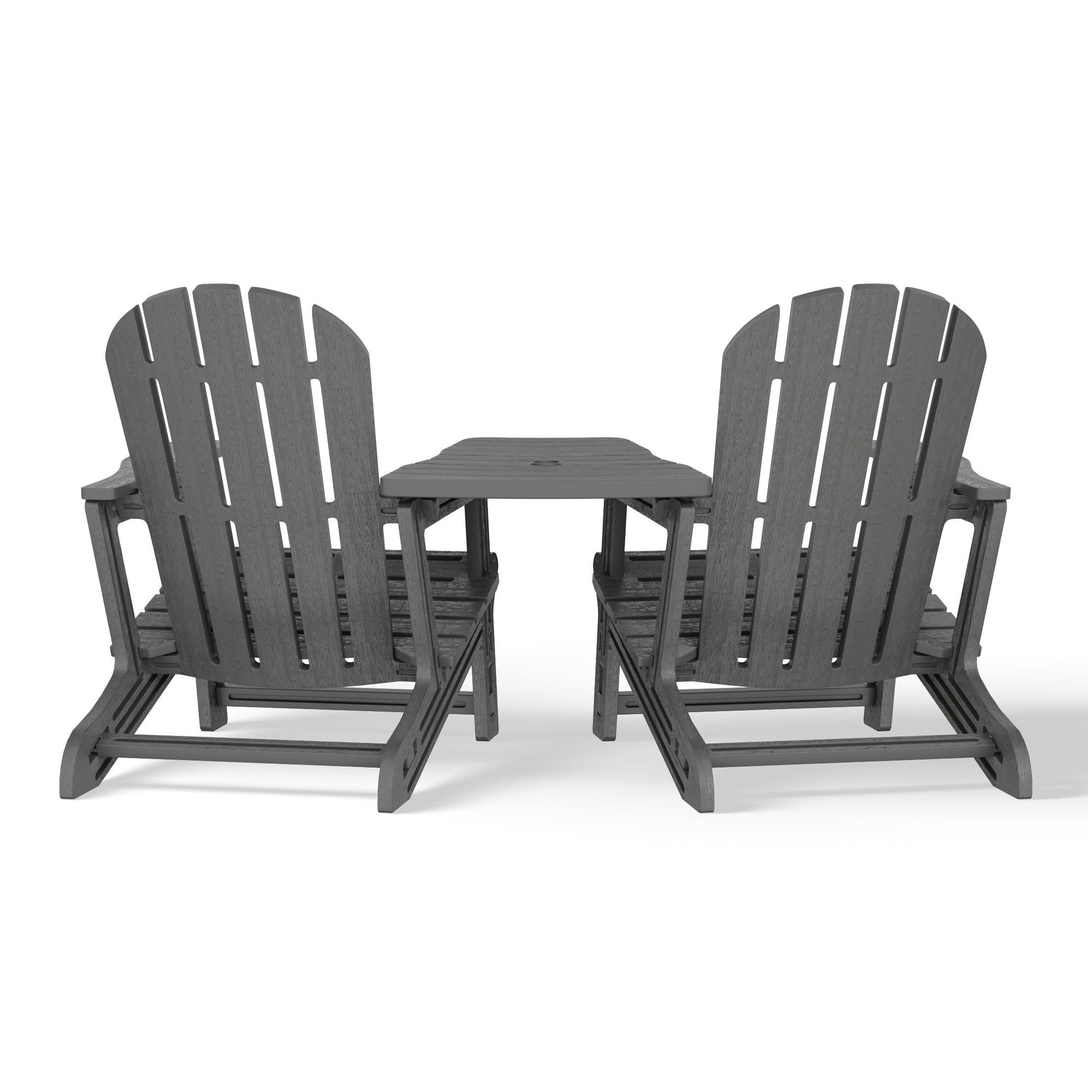 Azura Outdoor HDPE Adirondack Chairs With Connecting Table Tray (Set of 2)