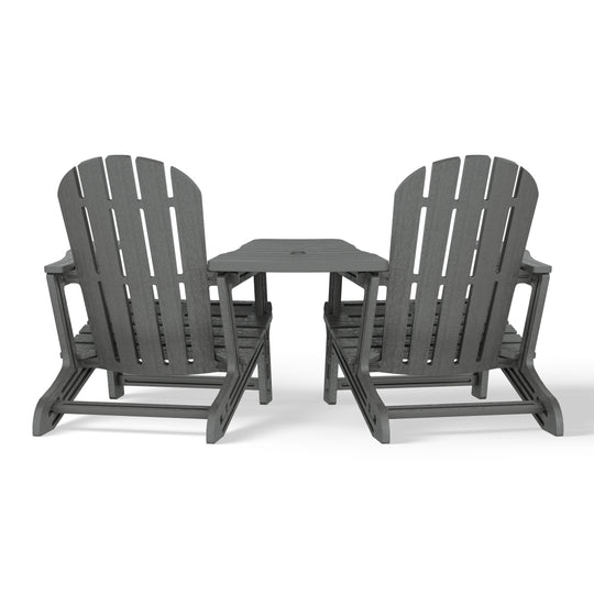 Azura Outdoor HDPE Adirondack Chairs With Connecting Table Tray (Set of 2)