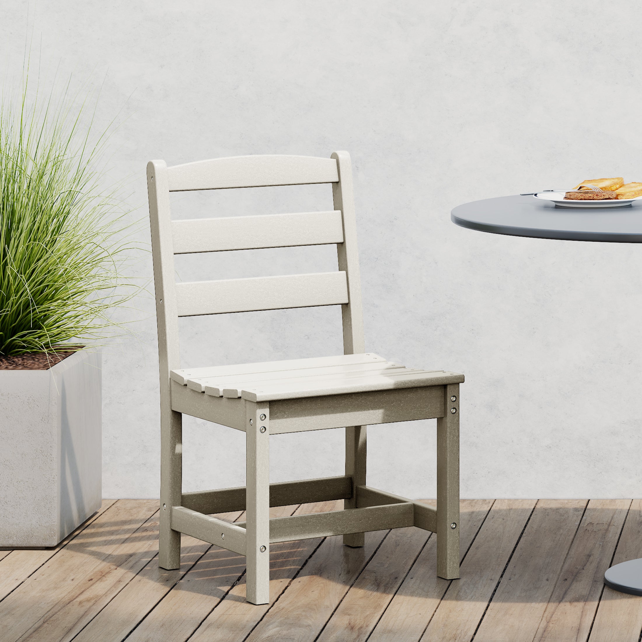Ashore Outdoor HDPE Patio Classic Armless Dining Side Chair