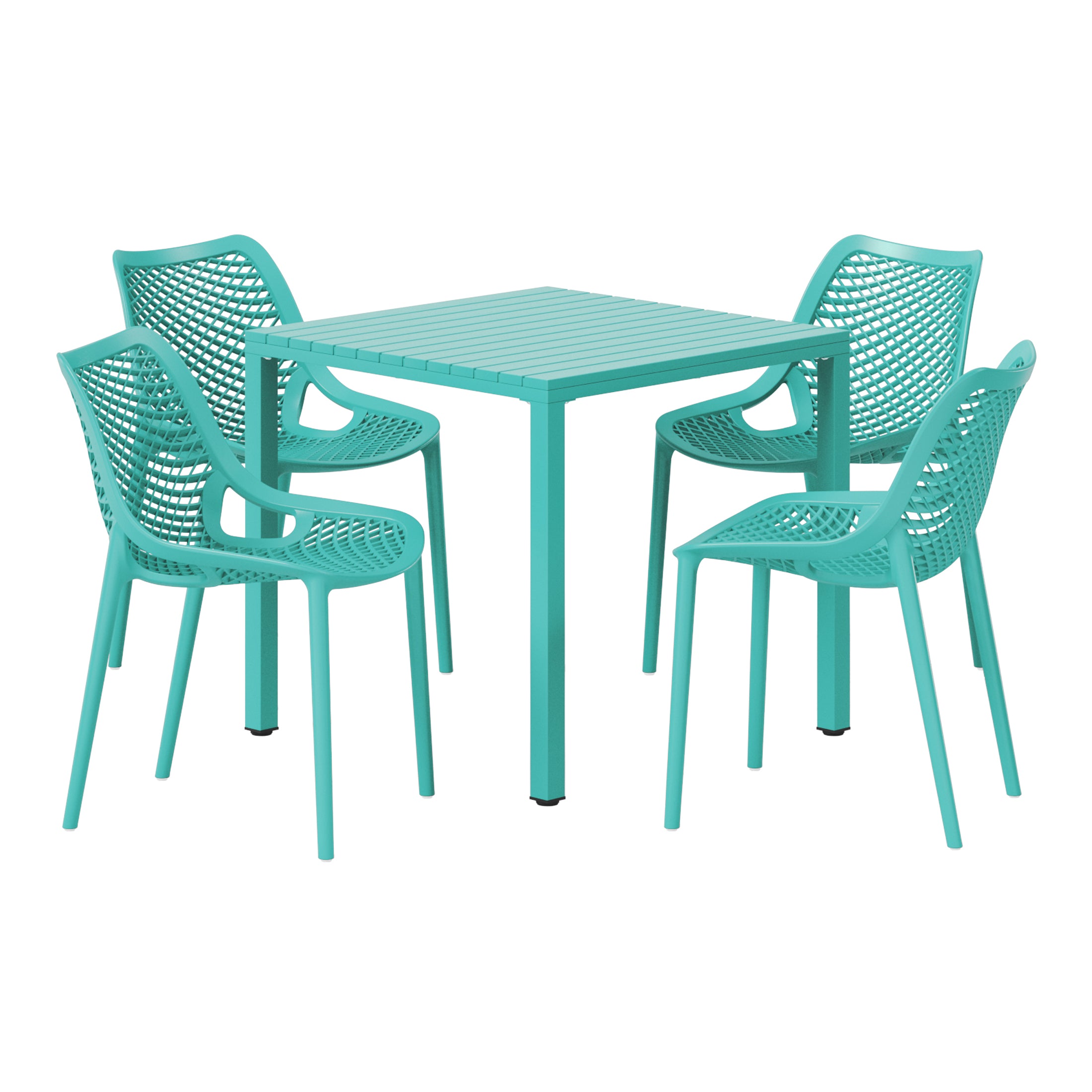 Playa 5-Piece Outdoor Patio Metal Frame Dining Table Set with Stackable Patio Dining Chairs