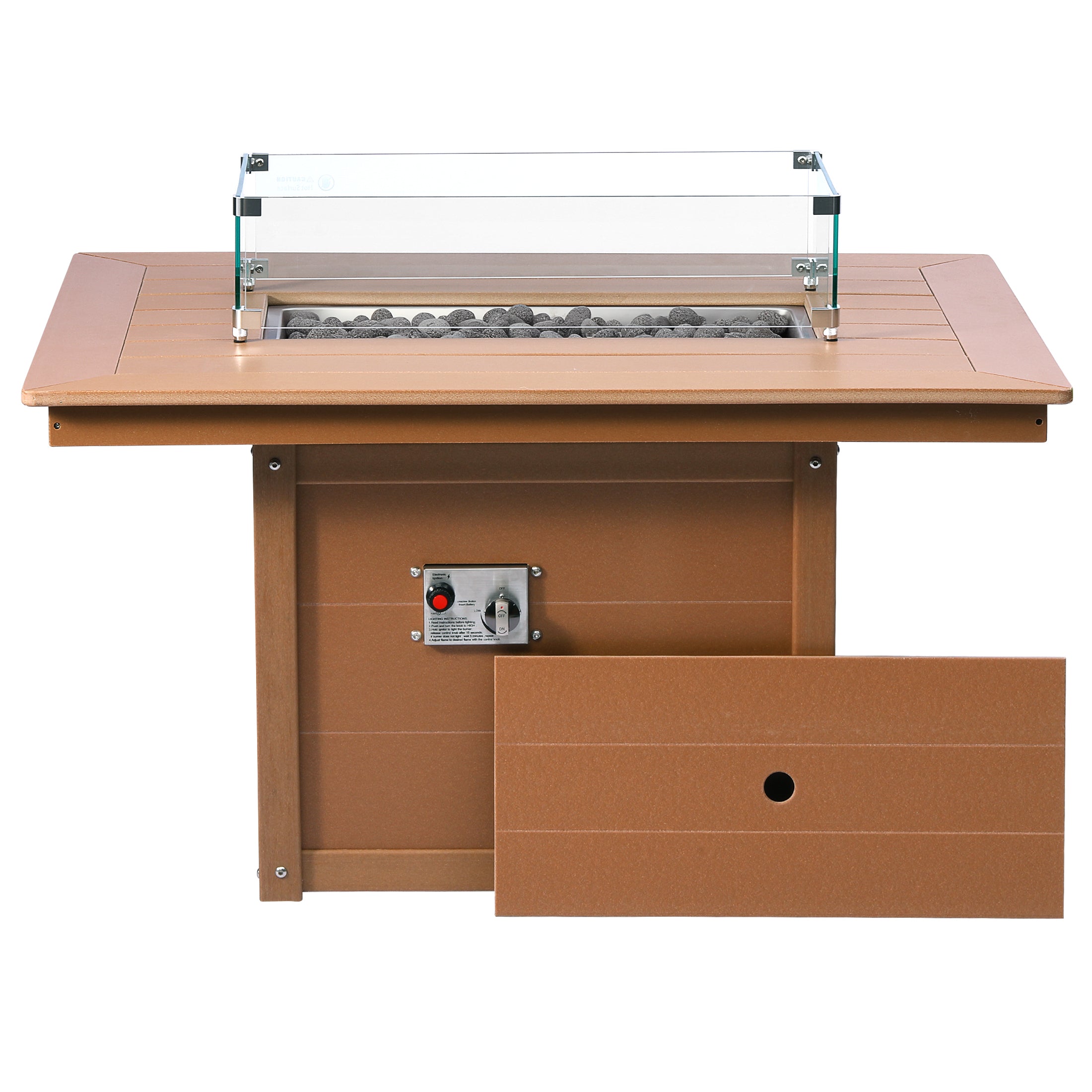 Helios 46" Modern Outdoor 55,000 BTU Patio Gas Propane Rectangle Deck Fire Pit Table
