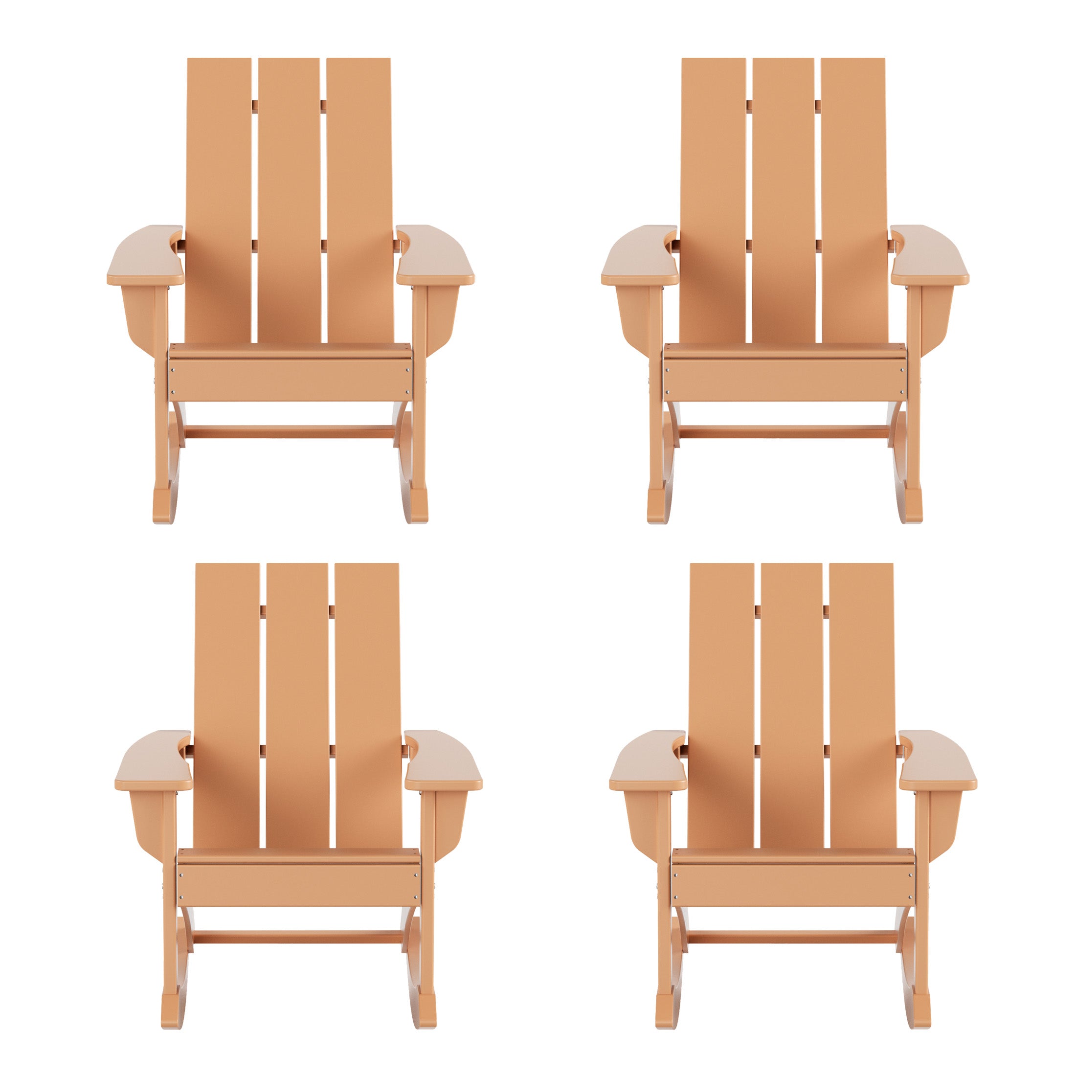 Ashore Outdoor Patio Modern Adirondack Rocking Chair (Set of 4)
