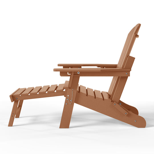 Malibu Folding Adjustable Adirondack Chair with Retractable Ottoman and Cup Holder