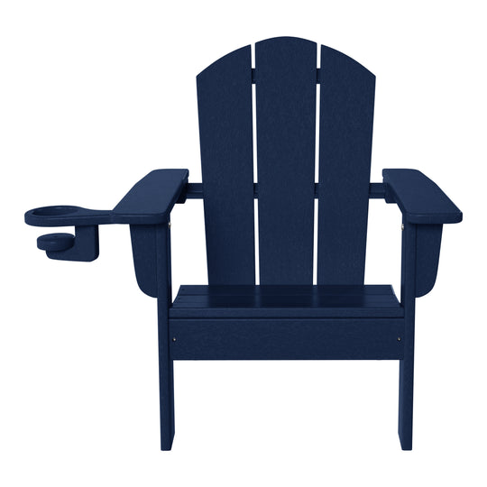 Malibu Kids Outdoor HDPE Plastic Adirondack Patio Chairs with Cup Holders (Set of 2)