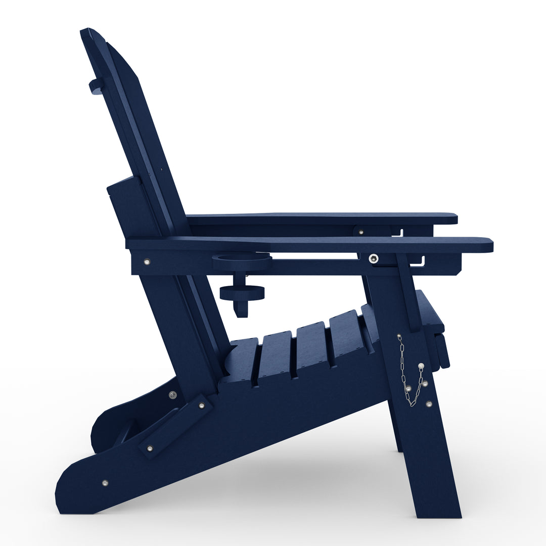 Malibu 2-Piece Outdoor Folding Adjustable Adirondack Chair with Cup Holder & Hideaway Ottoman and 18" Side Table