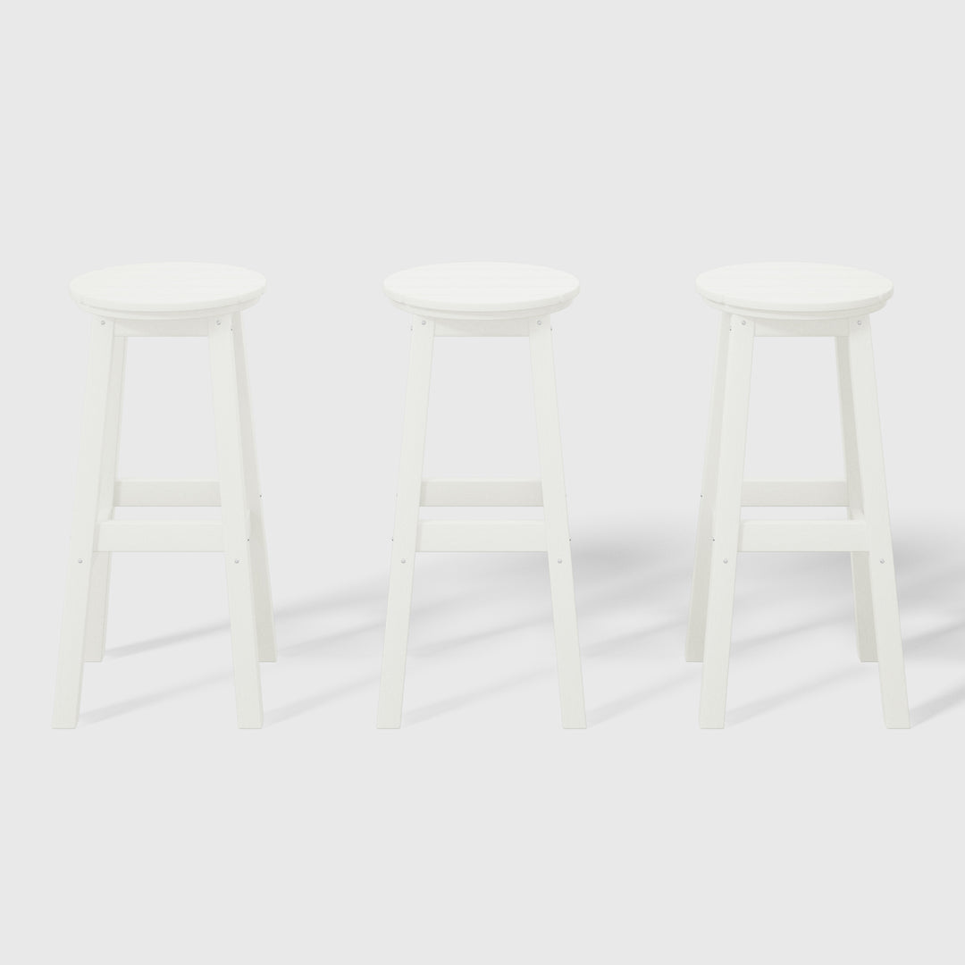 Malibu 29" HDPE Outdoor Patio Round Bar Stool (Set of 3)