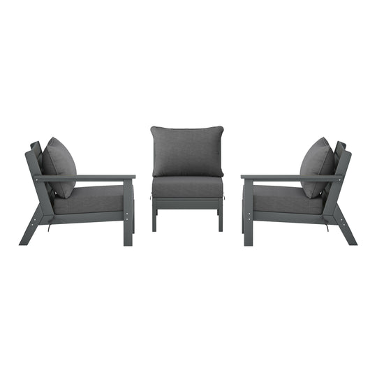 Avalon Outdoor Patio HDPE Sectional Sofa with Patio Cushions