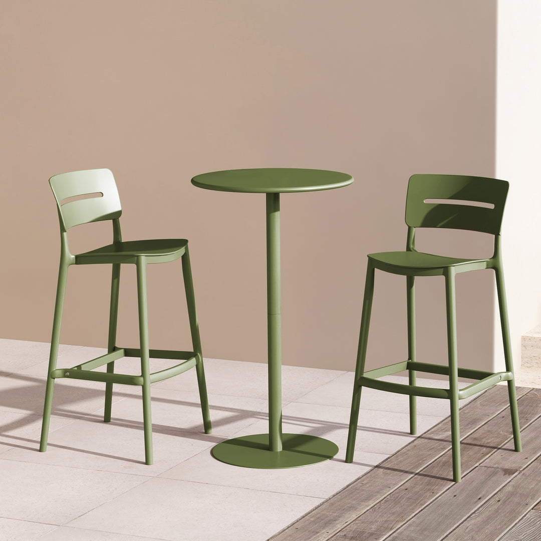 Playa 3-Piece Outdoor Adjustable Round Bar Height Patio Table Dining Set