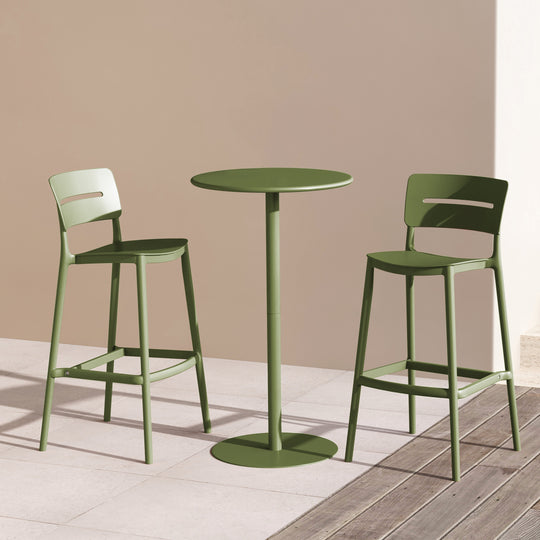 Playa 3-Piece Outdoor Adjustable Round Bar Height Patio Table Dining Set