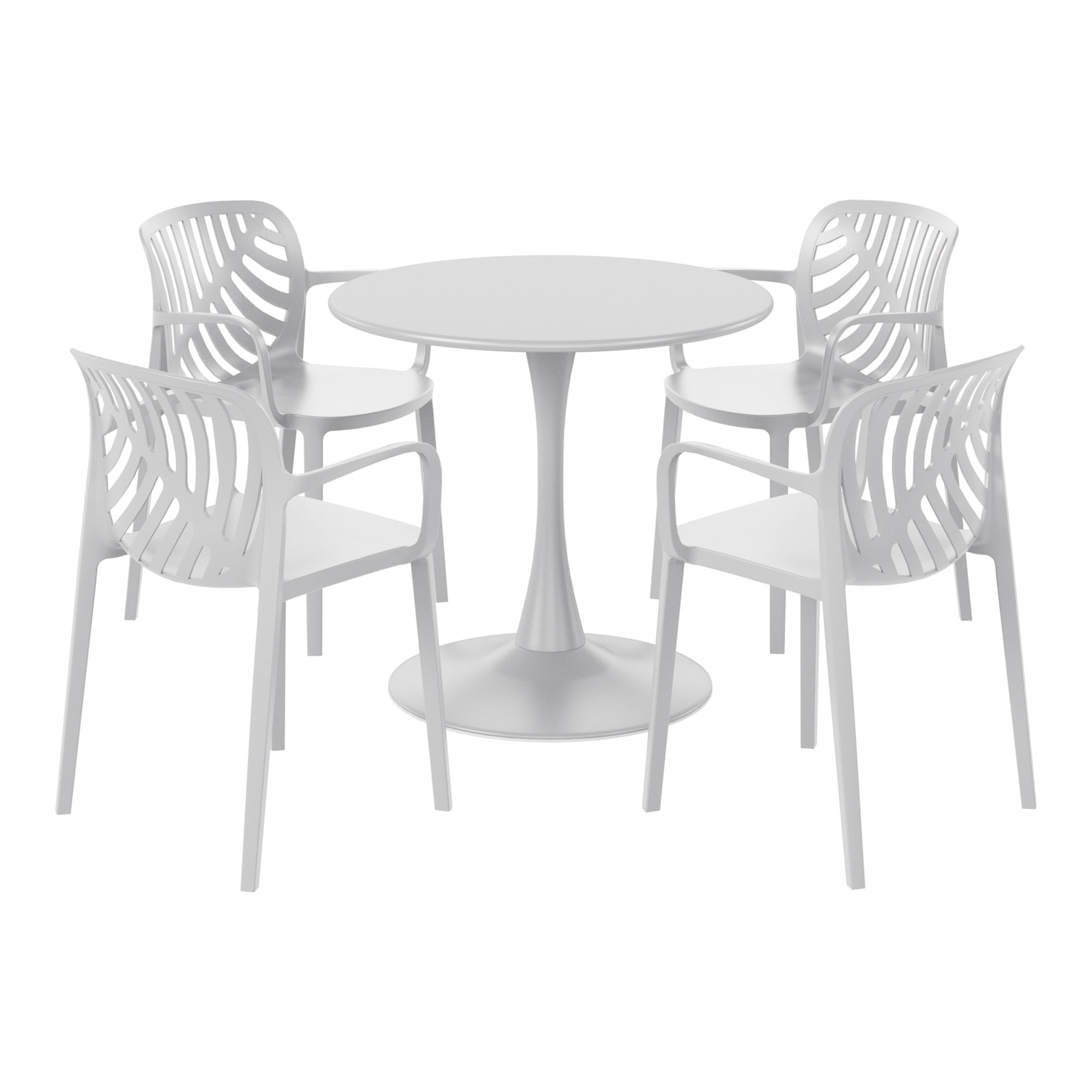 Playa 5-Piece Outdoor Indoor Metal Patio Dining Table Set With Stackable Patio Arm Chairs